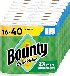 Bounty Paper Towels Quick Size, White, 16 Family Rolls = 40 Regular Rolls - B079VP6DH5