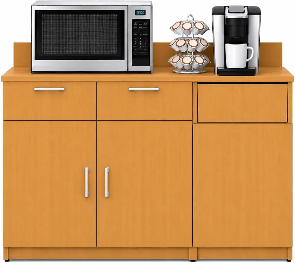 BREAKtime 2-Door Office Storage Cabinet with Trash Cabinet for Breakroom, Commercial Coffee Station Cabinet, Fully - B0HJF1XVZY