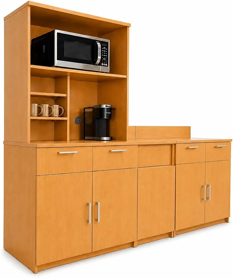 BREAKtime 2 Dual-Door Office Storage Base Cabinet and Trash Cabinet with Appliance Hutch for Commercial - B0HFT18WG2