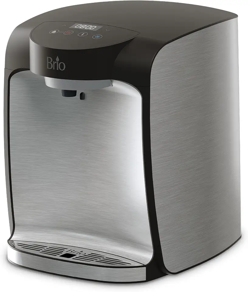 Brio 800 Bottleless Countertop Water Cooler w/ 2-Stage Filtration | Self Cleaning, Digital Display, 3-Temp - B0CZFY2LZV