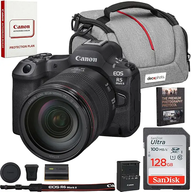 Canon 6536C012 EOS R5 Mark II Full Frame Mirrorless Camera + RF 24-105mm F4 L - B0GR6SML1G