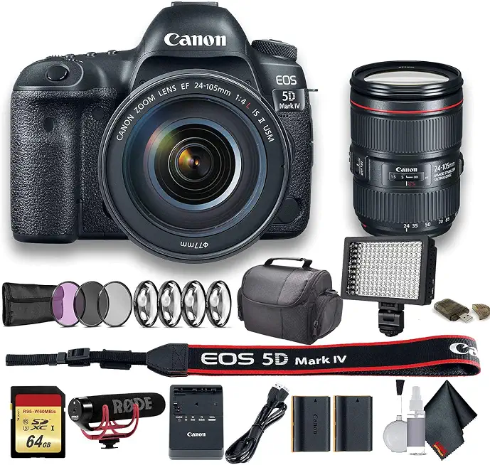 Canon EOS 5D Mark IV DSLR Camera with 24-105mm f/4 Lens Accessory Bundle - B0BXBDC8NM