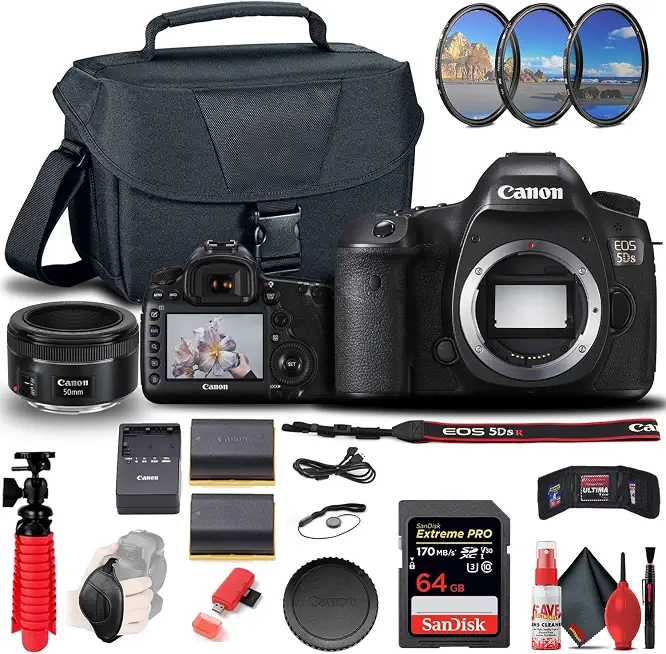 Canon EOS 5DS Camera (Body Only) with EF 50mm Lens & Tripod Bundle - B09L3R3GCS
