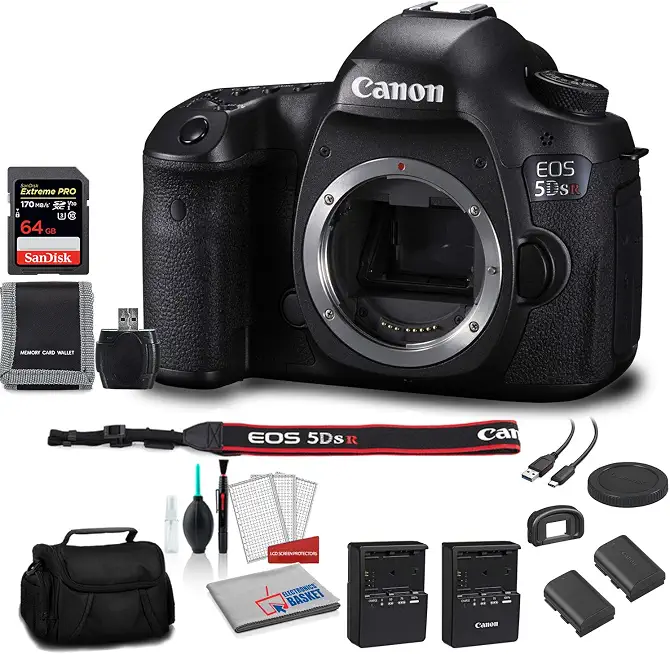 Canon EOS 5DS R DSLR Camera(Body Only) Bundle with 64GB Memory Card + Carrying Case - B07QHN411K