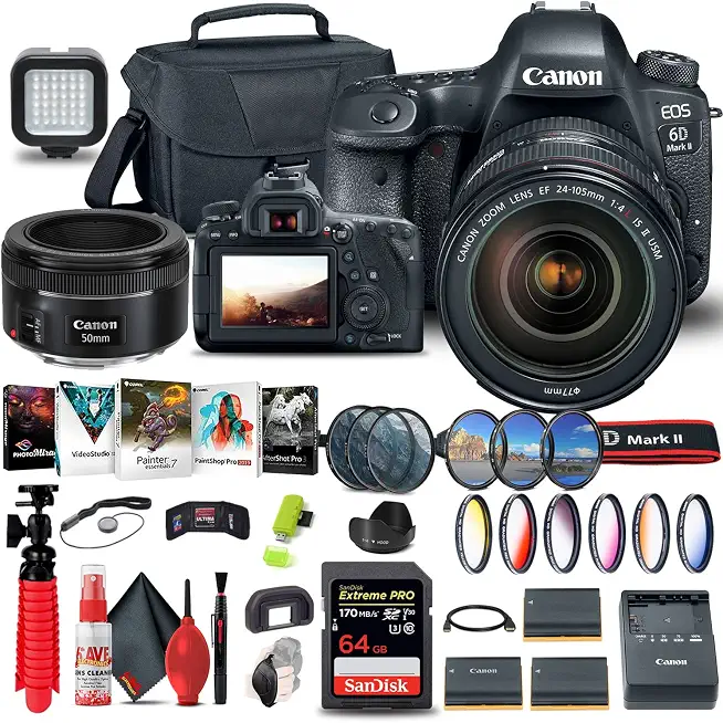 Canon EOS 6D Mark II Camera with 24-105mm f/4 Lens & EF 50mm Lens Bundle - B09L3GLF78