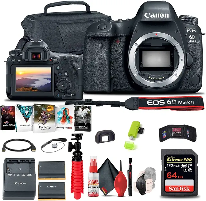 Canon EOS 6D Mark II DSLR Camera (Body Only) with Tripod (1897C002) Bundle - B09L3NN6FT