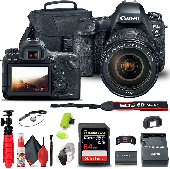 Canon EOS 6D Mark II DSLR Camera with 24-105mm f/4 Lens & Tripod Bundle - B09L3J2Z27