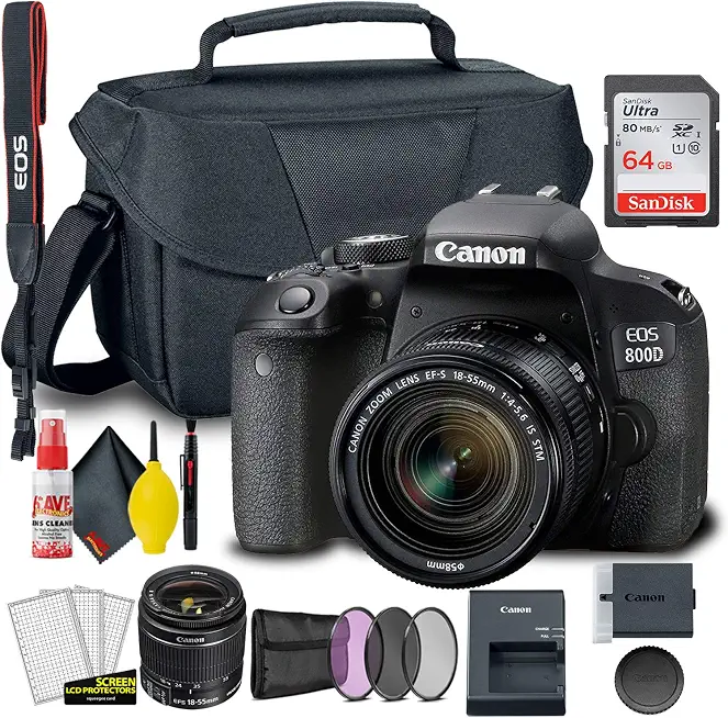 Canon EOS 800D/Rebel T7i Camera with 18-55mm Lens & Camera Bag Bundle - B0BXB912KW