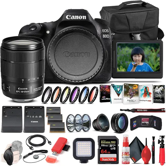Canon EOS 80D DSLR Camera with 18-135mm Lens & Filter (1263C006) Bundle - B0B9FJMYVW