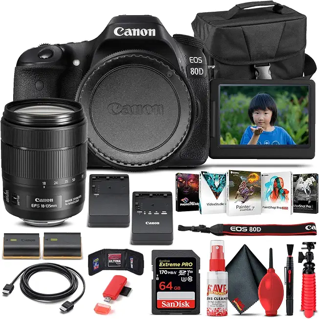 Canon EOS 80D DSLR Camera with 18-135mm Lens & Photo Software Bundle - B08XVZVHBH