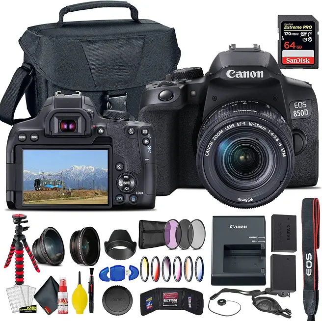 Canon EOS 850D/Rebel T8i DSLR Camera with 18-55mm Lens & Battery Bundle - B09B2R28GR