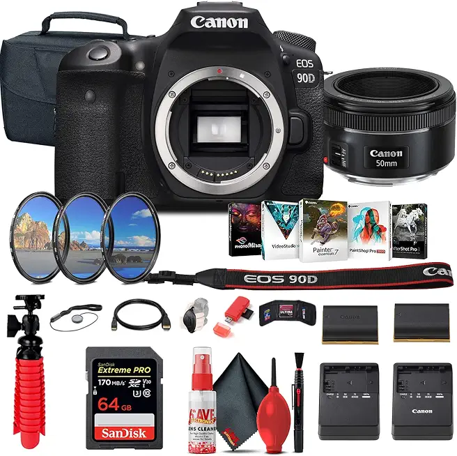 Canon EOS 90D Camera (Body Only) with EF 50mm Lens & Photo Software Bundle - B09L33NNYG