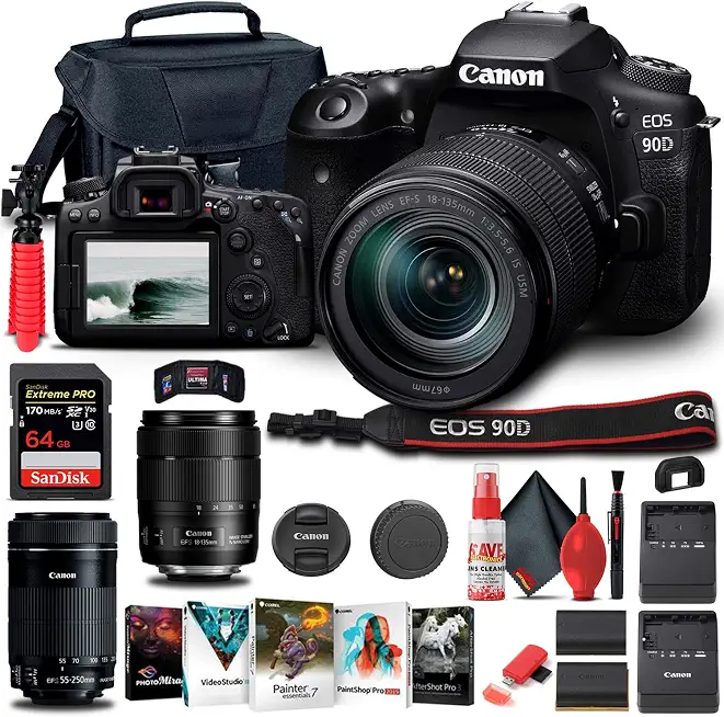 Canon EOS 90D Camera with 18-135mm Lens & 55-250mm Lens (3616C016) Bundle - B08XWNCSZB