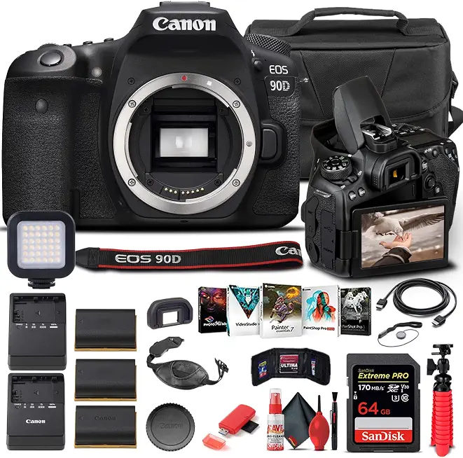 Canon EOS 90D DSLR Camera (Body Only) with Case (3616C002) Bundle - B08XVYWJTY