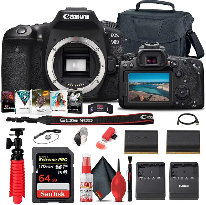 Canon EOS 90D DSLR Camera (Body Only) with Tripod (3616C002) Bundle - B09L3BCSQL