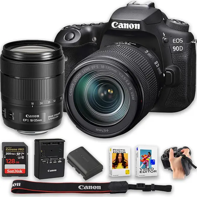 Canon EOS 90D DSLR Camera w/EF-S 18-135mm f/3.5-5.6 is USM Lens Lens | 32.5MP APS-C - B0CX3B9NFL
