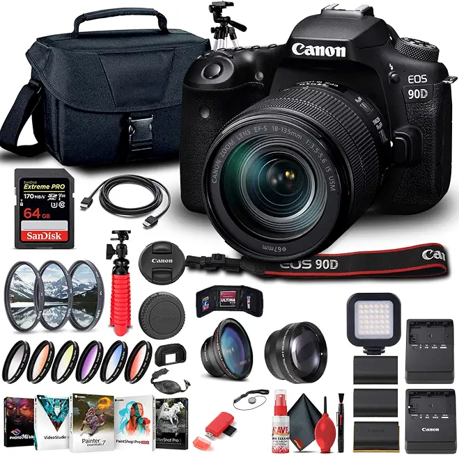 Canon EOS 90D DSLR Camera with 18-135mm Lens & Filter (3616C016) Bundle - B08XWM268M