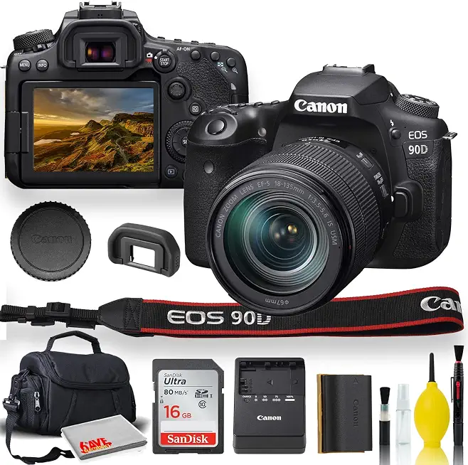 Canon EOS 90D DSLR Camera with 18-135mm Lens & Padded Case Bundle - B0BXBD64HM