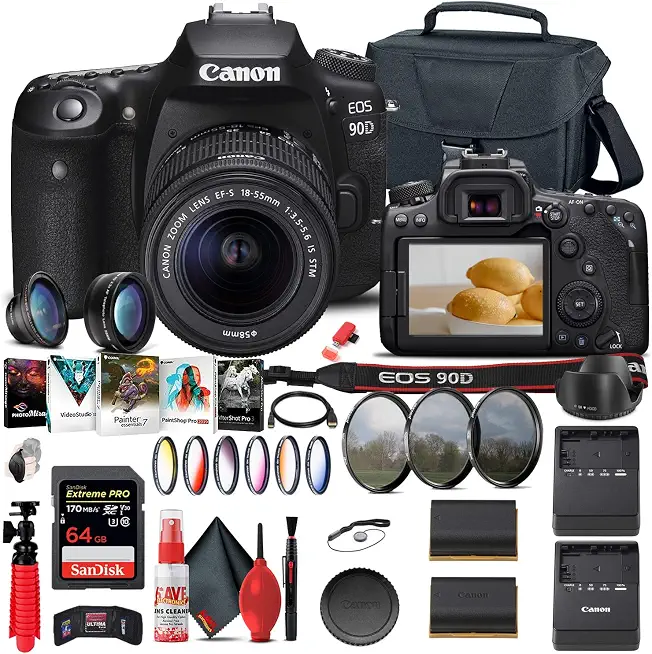Canon EOS 90D DSLR Camera with 18-55mm Lens & Photo Software Bundle - B09L3D76MR
