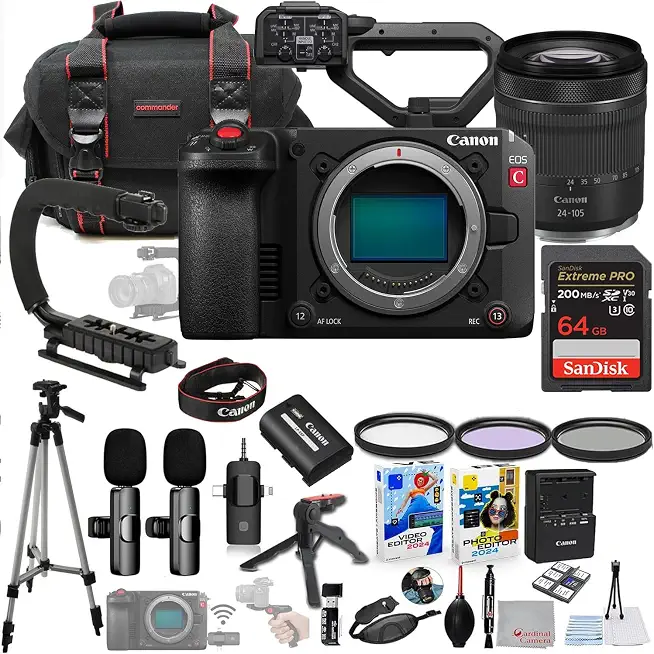 Canon EOS C50 Full-Frame Cinema Camera (Canon RF) with 24-105mm Lens Bundle + Wireless Microphone - B0GGV6SZCQ