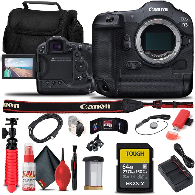 Canon EOS R3 Mirrorless Camera Starter & Tripod (4895C002) Bundle - B09X66NVTR