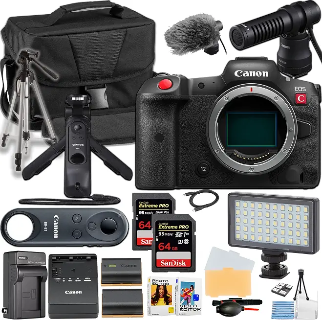 Canon EOS R5 C Mirrorless Cinema Camera Body ONLY + Canon Handgrip and Microphone + - B0F1V83BHZ