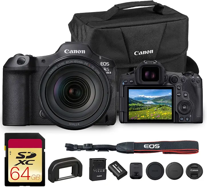 Canon EOS R5 Mark II Mirrorless Camera with 24-105mm Lens Bundle - B0FGY9CZLJ