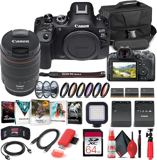 Canon EOS R6 Mark II Mirrorless Camera with 24-105mm Lens & Battery Bundle - B0BXBDNQYY