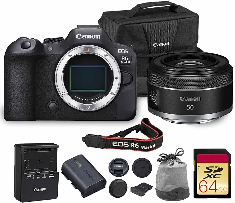 Canon EOS R6 Mark II Mirrorless Camera with 50mm Lens (5666C002) Bundle - B0FSSRQ3GP