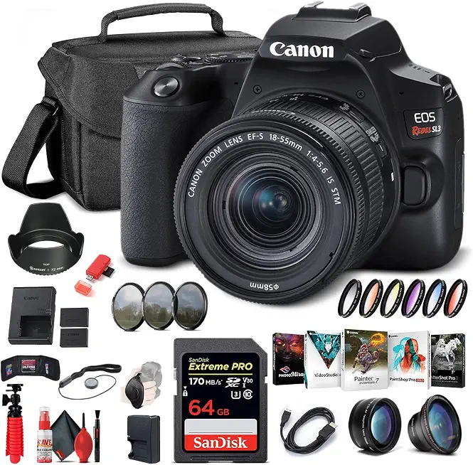 Canon EOS Rebel SL3 with 18-55mm Lens & Photo Software (Black) Bundle - B09L3GN2Z6