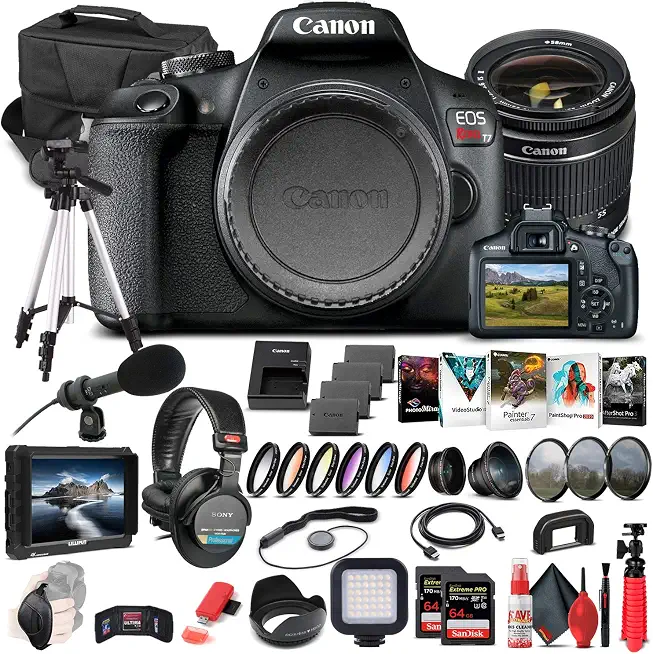 Canon EOS Rebel T7 DSLR Camera with 18-55mm Lens & Microphone Bundle - B08XW44NSK