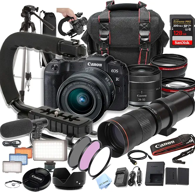 Canon EOS RP Camera Bundle with 24-50mm + 420-800mm Super Telephoto Lens +128GB Extreme Speed - B0D45S73N4