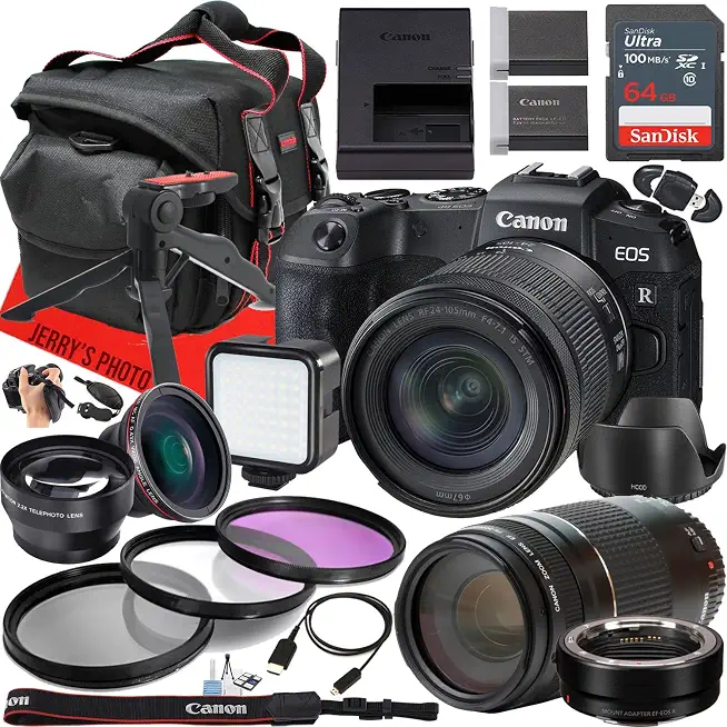 Canon EOS RP Mirrorless Camera with RF 24-105mm f/4-7.1 is STM and EF 75-300mm f/4-5.6 - B0DXMZCPVN