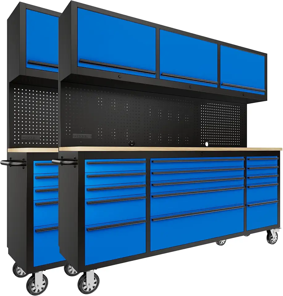 CHETTO C 72-Inch Tool Chest with Wheel Lock 15 Storage Drawers 3 Upper Cabinet Pegboard - B0FR951GS5