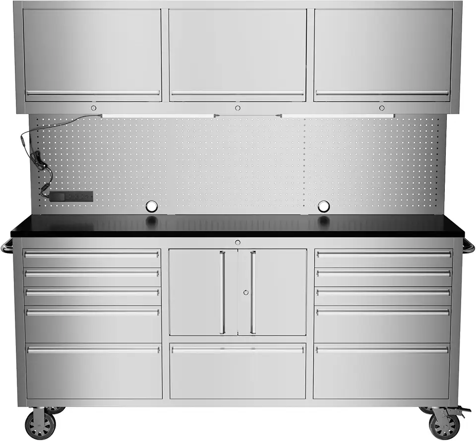 CHETTO C 72-inch Tool Chest with Wheel Lock with 11 Storage Drawers, One Double Door - B0F2NCDWHN