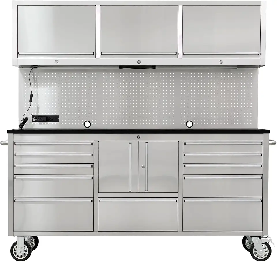 CHETTO C Tool Box Tool Chest with Wheels Mobile 15 Drawer Storage 3 Upper Cabinet - B0GJSMGXNH