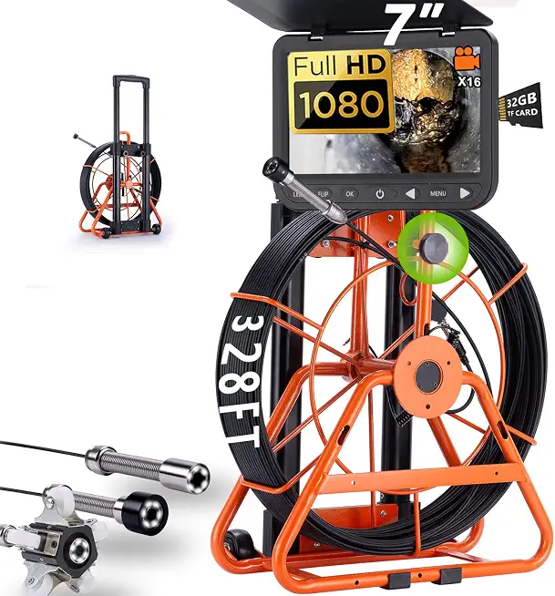 [ChoosePRO®] 7” Trolley Sewer Camera, HD 1080P w/DVR-32GB,[Quick-Unlock Y Clamp] Sewer Pipe Camera,Telescoping Aluminum Handle - B0GV49YT8N