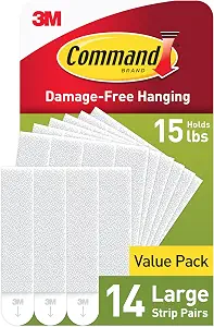 Command 15 lb Large Picture Hanging Strips 14 Pairs (28 Strips), Damage-Free Hanging Picture Hangers, - B073XR4X72
