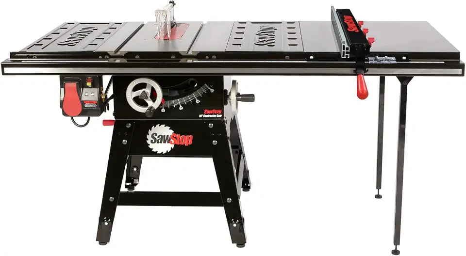Contractor 1.75HP Saw with 36” Professional T-Glide Advance Fence, Rails & Extension Table - B0FNPFS6GB