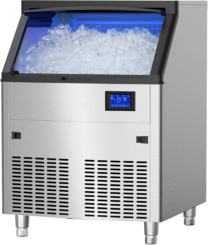 Coolake Commercial Ice Maker Machine 450lbs/24H with 130lbs Storage, Stainless Steel Under Counter Ice Maker, - B0HHCYD2BC