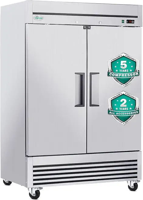 COOLCHEF 54" 49 Cu.Ft Double Door Commercial Reach‑In Refrigerator - B0HHS5QY6G