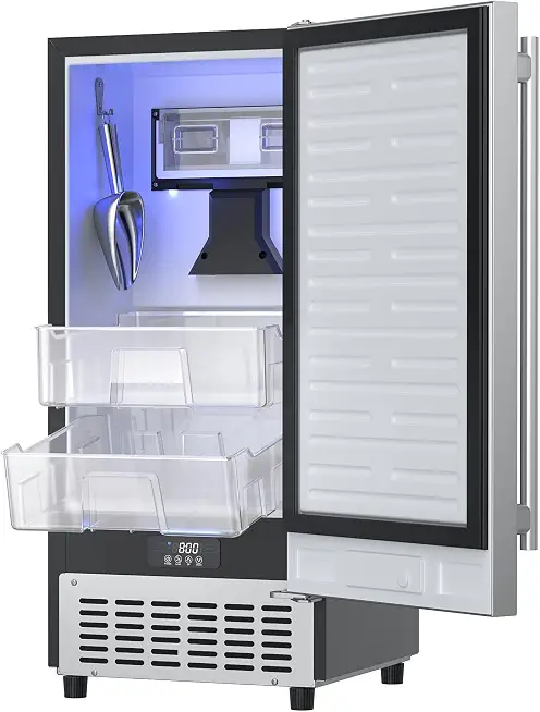 Coolski Undercounter Nugget Ice Maker Machine, 100Lbs Daily Production, Commercial Sonic Ice Machine with 20Lbs - B0HHS3LVT1
