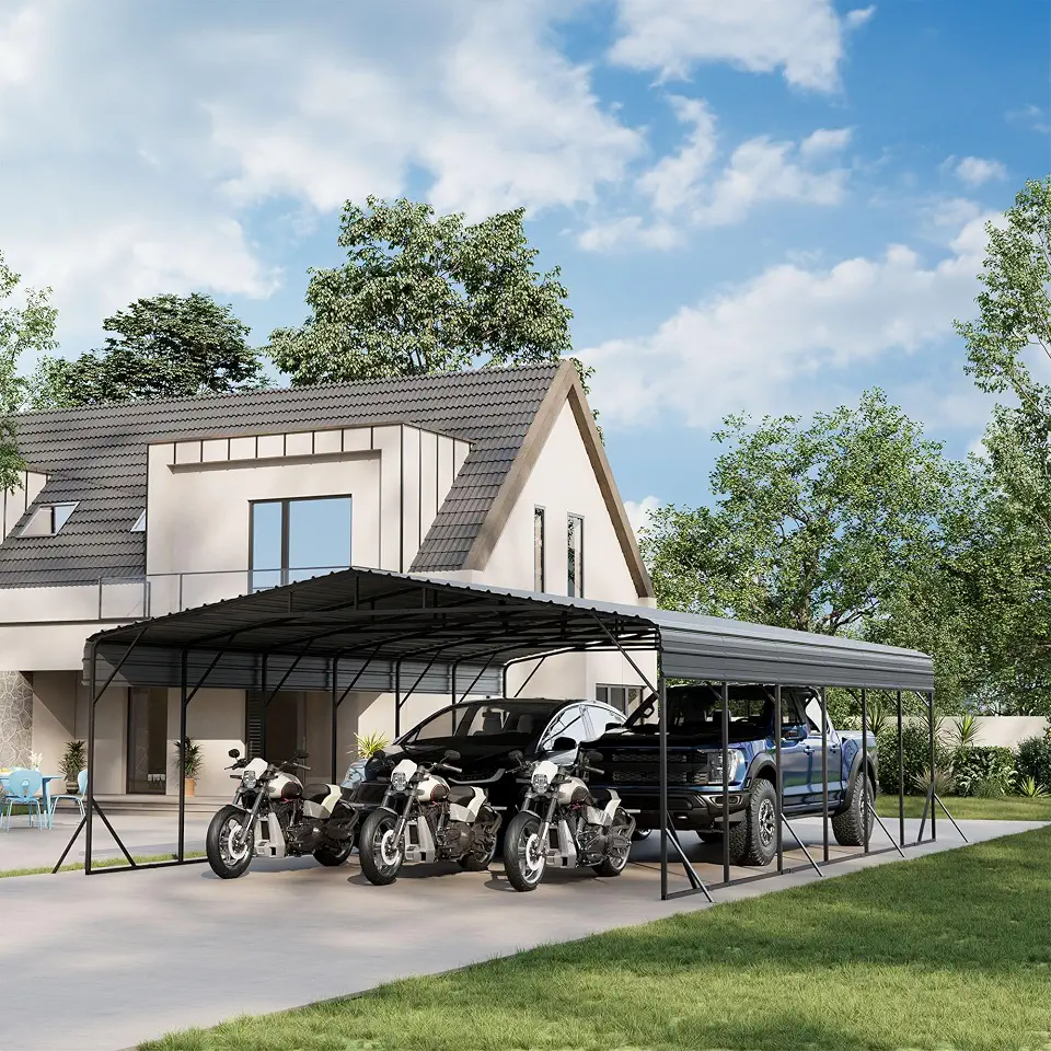 COSIEST 20'x30' Carport with Galvanized Steel Roof, Heavy Duty Metal Carport Canopy, Outdoor Garage Car - B0G6Y9D4D4