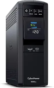 CyberPower CP1500PFCLCD PFC Sinewave UPS Battery Backup and Surge Protector, 1500VA/1000W, 12 Outlets, AVR, Mini - B00429N19W