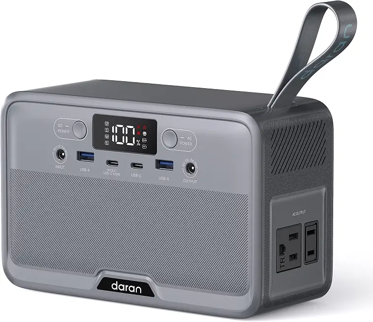 DARAN Portable Power Station 192Wh, 200W Solar Generator (Surge 400W) with 2 AC Outlets, 100W - B0H878NF4W