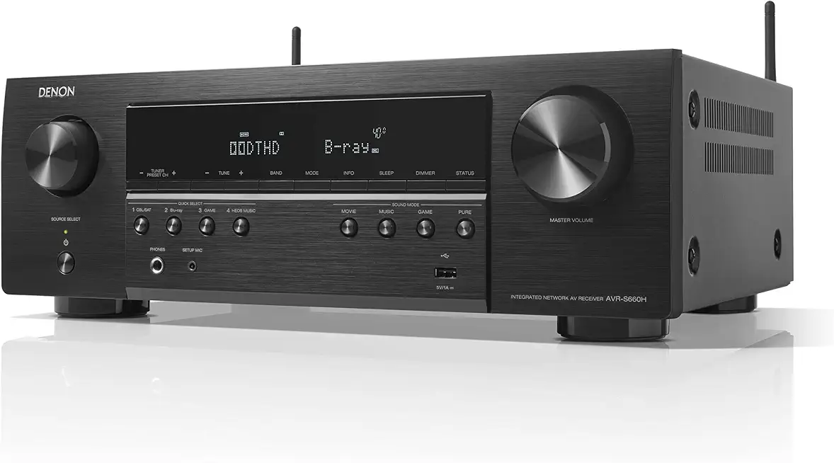 Denon AVR-S660H 5.2 Ch AVR - 75 W/Ch, Advanced 8K Upscaling, 3D Audio - Dolby - B09RKQ9686