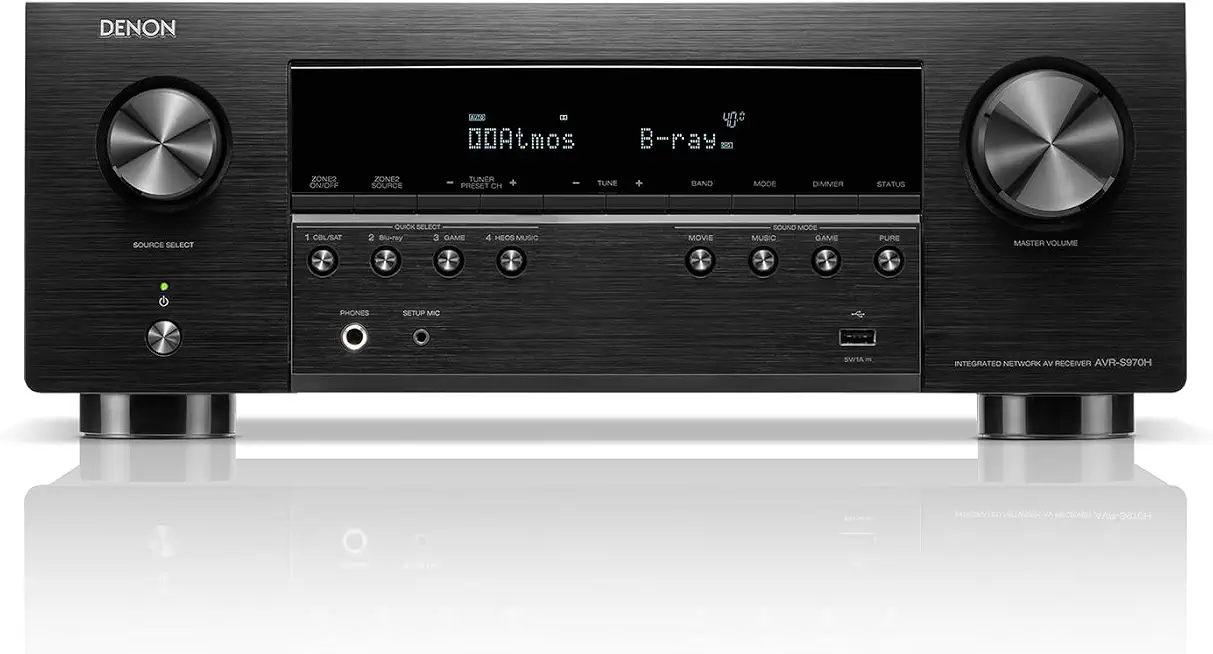 Denon AVR-S970H 7.2 Channel 8K UHD AV Receiver (90W x 7), Wi-Fi, Bluetooth - B0BBZ28LL5