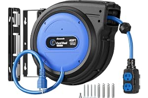 DEWENWILS 20 Amp Retractable Extension Cord Reel 40FT, ETL Listed, Blue | 10AWG SJTOW Heavy - B0GMPXSFZY