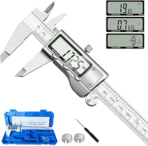 Digital Caliper Measuring Tool, Stainless Steel Vernier Caliper Digital Micrometer with Large LCD Screen, Easy - B08Y8M54M9