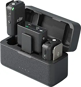 DJI Mic (2 TX + 1 RX + Charging Case), Wireless Lavalier Microphone, 250m (820 - B09GYD55JF